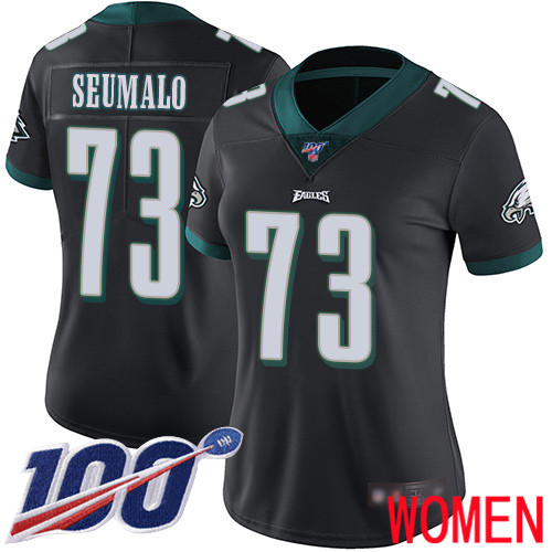 Women Philadelphia Eagles #73 Isaac Seumalo Black Alternate Vapor Untouchable NFL Jersey Limited Player 100th->nfl t-shirts->Sports Accessory